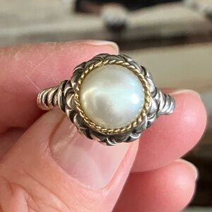 NWOT SS & 18k Y/G Genuine Pearl Ring